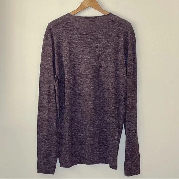 PENDING John Varvatos NWT Wool/Linend Sweater, Men’s L, Oxblood (Heathered Plum) - Picture 3 of 9